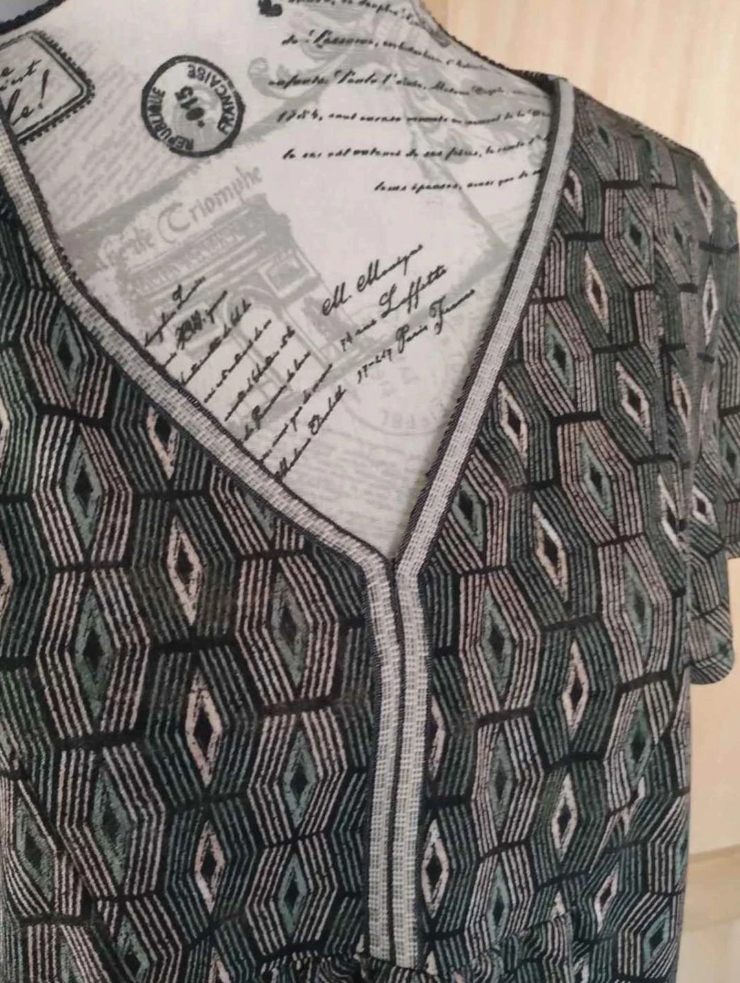 Grey/green variegated tunic, Armand Thiery, size 46 – photo 2